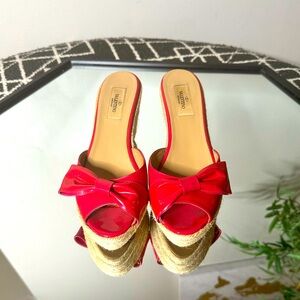 VALENTINO Pink Bow Wedge Espadrilles SZ 39
